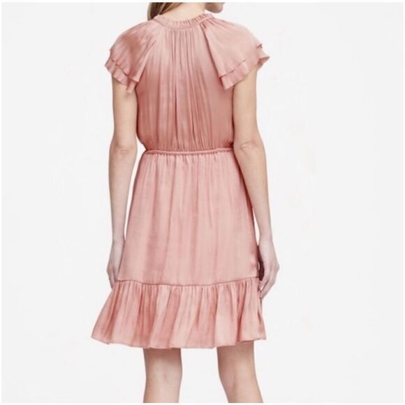 Banana Republic Banana Republic Blush Soft Satin Ruffle Dress Size 4 - Picture 2 of 14